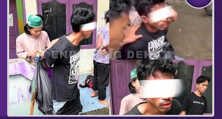 PENCURIAN -- Tersangka pencurian di Asrama Mahasiswa Enrekang babak belur dan diamankan di asrama sebelum diserahkan kepada petugas di Mapolsek Tamalanrea, Kota Makassar. 

