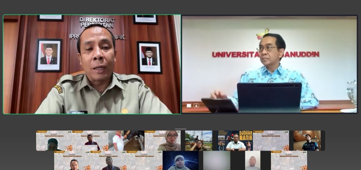 Rektor Unhas, Prof Jamaluddin Jompa menghadiri webinar series yanh digelar Fapet Unhas dalam rangka mempercepat program registrasi kuda pacu di Indonesia 