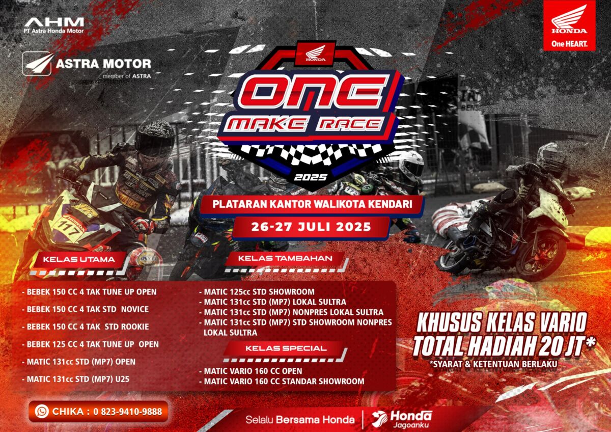 Astra Motor Sulsel akan Gelar Honda One Make Race, Siap Guncang Kendari Pada Akhir Juli dengan Total Hadiah Puluhan Juta Rupiah
