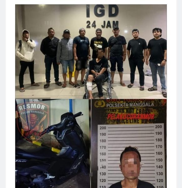 CURANMOR -- Pelaku setelah didor lalu dibawa personel kepolisian ke Rumah Sakit Bhayangkara untuk mendapat perawatan medis. 
