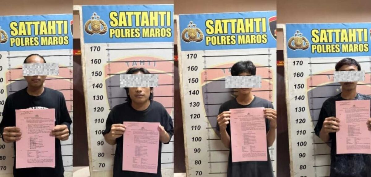 TERSANGKA -- Para tersangka penyerangan Pondok Pesantren Miftahul Muin yang saat ini menjalani pemeriksaan di Polres Maros
