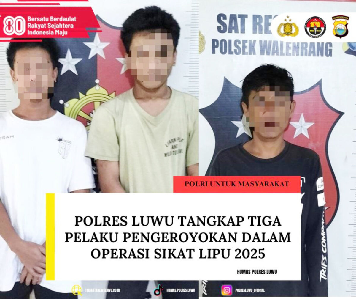 DISEL -- Tim Resmob Satreskrim Polres Luwu bersama Unit Reskrim Polsek Walenrang berhasil mengamankan tiga pelaku pengeroyokan yang terjadi di Dusun Karetan, Desa Baramamase, Kecamatan Walenrang, Kabupaten Luwu belum lama ini.  Ketiag pelaku diamankan, Rabu (27/8) lalu.

