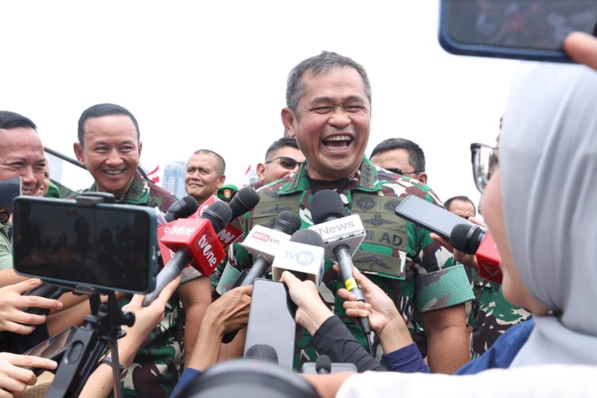 Kasad Jenderal TNI Maruli Simanjuntak menjelaskan tentang pelaksanaan TNI AD Fair 2025 yang digelar Mabes TNI.