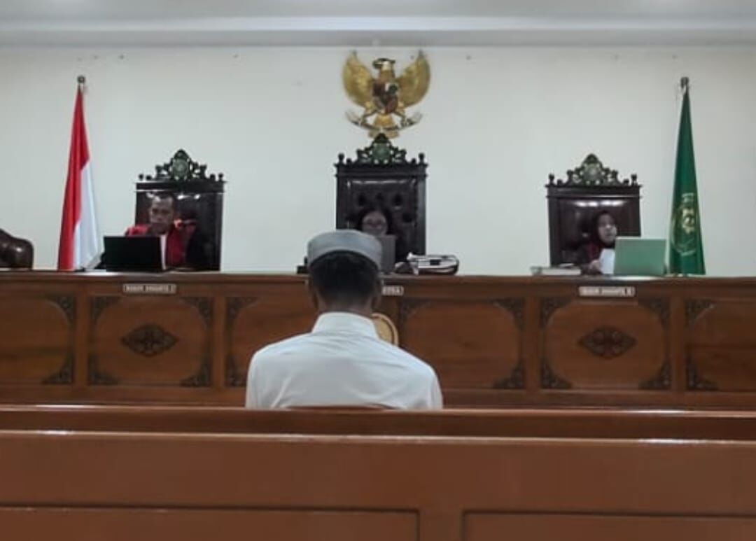 Terdakwa Syahruna menjalani sidang putusan di Pengadilan Negeri Gowa, Sulawesi Selatan.