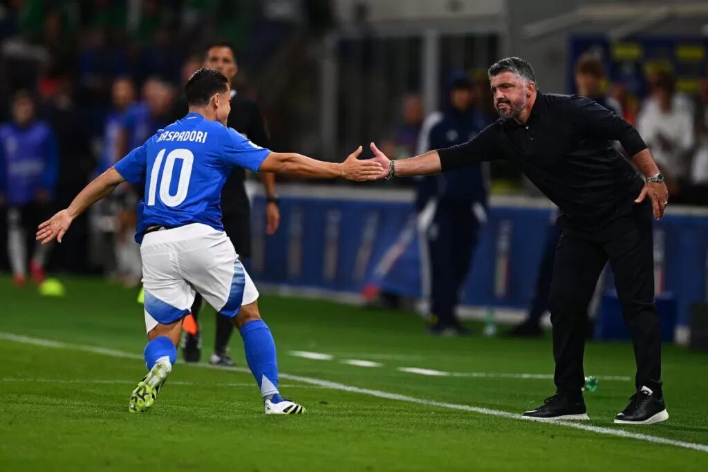 Pelatih Italia Gennaro Gattuso (kanan) sata lawan Estonia. (Istimewa jp)