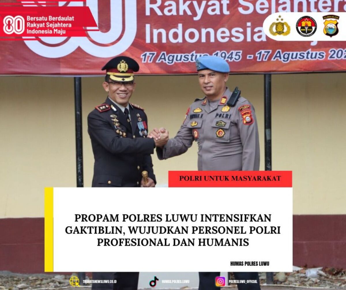 GAKTIBLIN -- Seksi Propam Polres Luwu terus meningkatkan kegiatan Penegakan Ketertiban dan Disiplin (Gaktiblin) terhadap persone dipimpin Kasi Propam Polres Luwu, AKP Mirwan Herlambang, Jumat (29/8). 