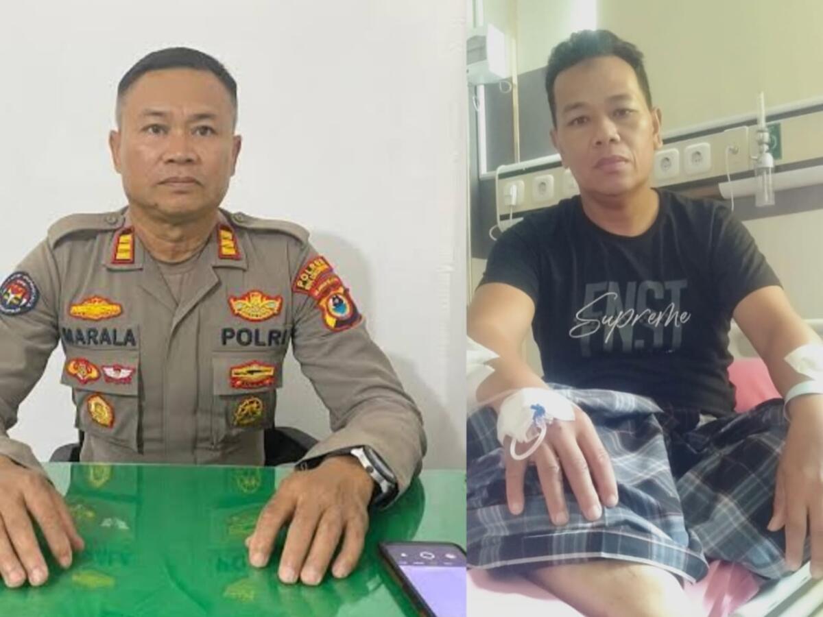 Kasi Humas Polres Bulukumba AKP Marala (kiri) dan Aiptu Syamsuddin yang menjalani perawatan medis di RSUD H Andi Sultan Daeng Radja.