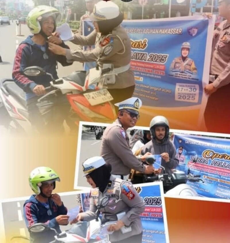 OPERASI -- Jajaran kepolisian Polrestabes Makassar bersama Satlantas Polres Pelabuhan Makassar menggelar operasi Zebra Pallawa 2025 di wilayah hukum Polrestabes Makassar bersama Polres Pelabuhan Makassar. 