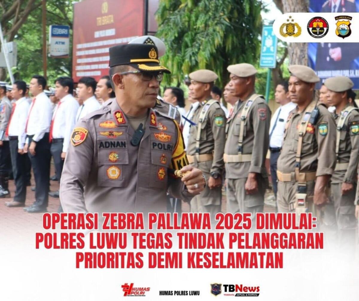 APEL PASUKAN -- Polres Luwu melaksanakan apel gelar pasukan Operasi Zebra Pallawa Tahun 2025 di Lapangan Apel Mapolres Luwu, Senin (17/11) pagi.  
