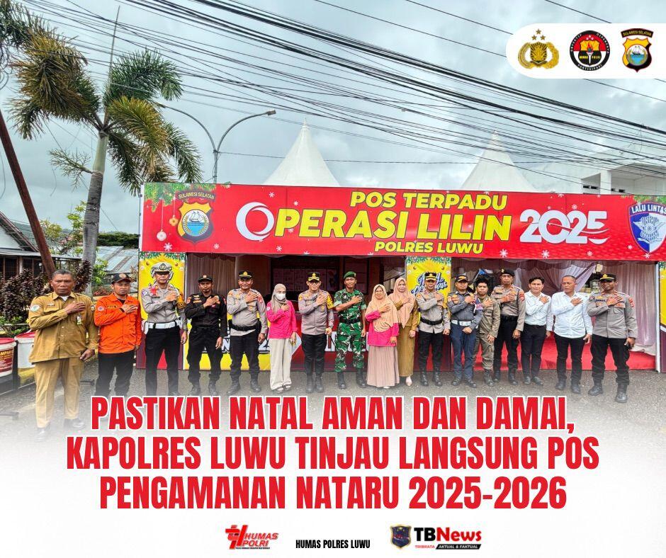 TINJAU -- Kapolres Luwu AKBP Adnan Pandibu melaksanakan peninjauan langsung ke sejumlah Pos Pengamanan Operasi Lilin di wilayah Kabupaten Luwu, Rabu (24/12).
