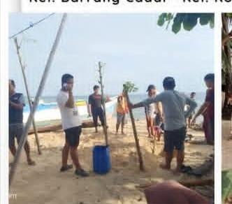 Warga dan Ketua RT/RW Kerja Bakti Bersihkan Sampah di Pesisir Pantai Kepulauan Sangkarrang