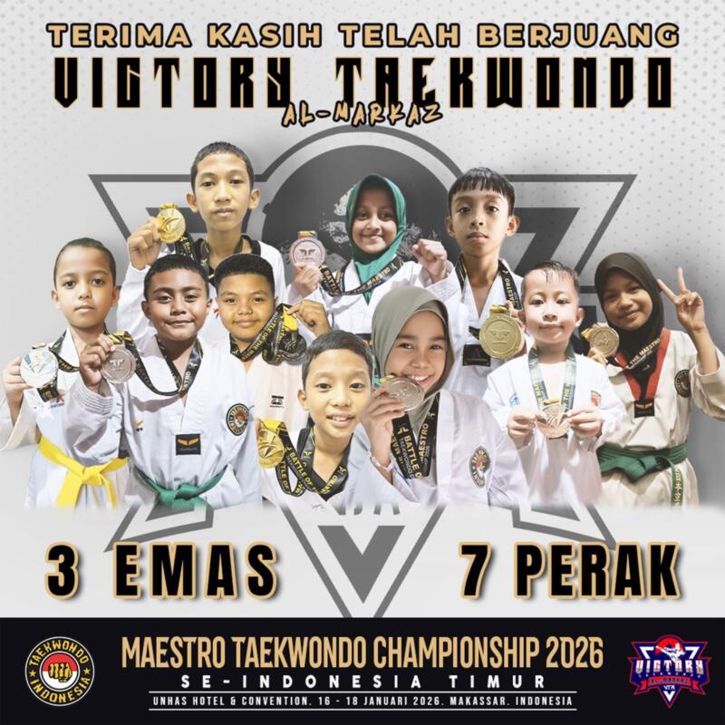 Kejuaraan Taekwondo 2026: Dojang Victory Makassar Sabet 3 Emas