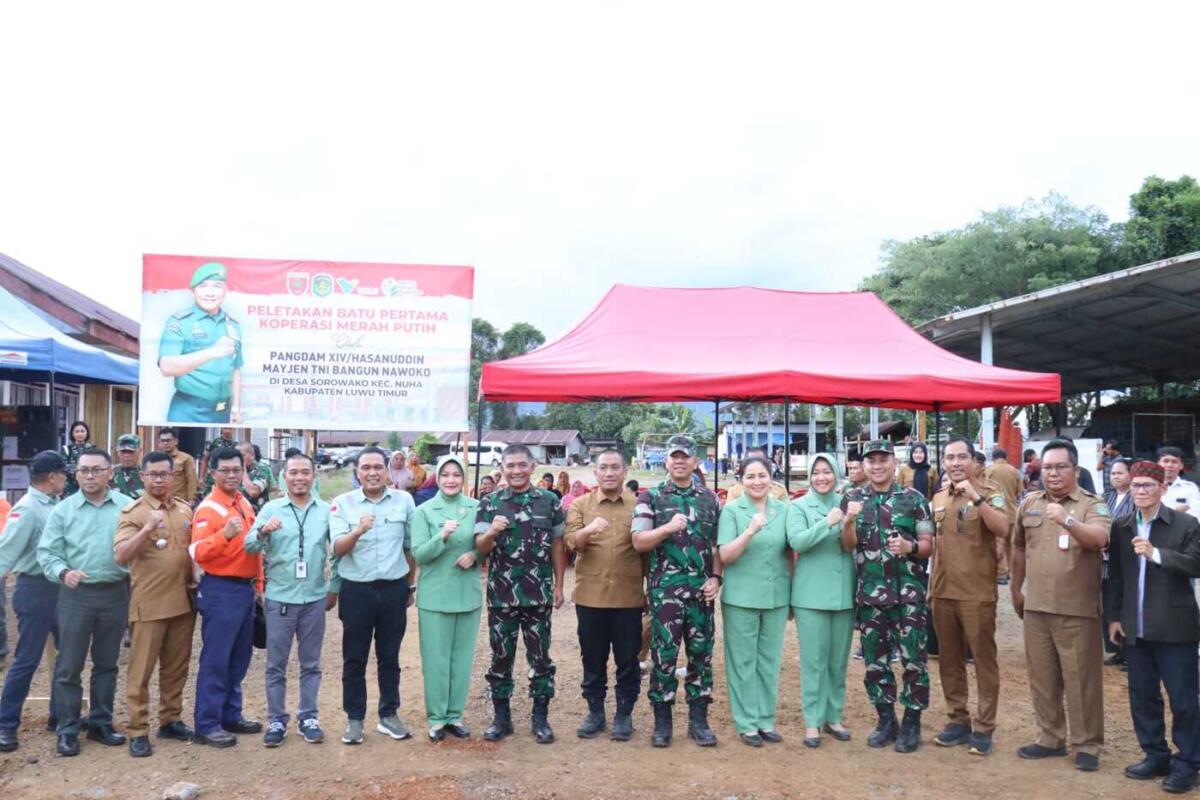 Pangdam dan Bupati Letak Batu Pertama Gerai Koperasi Desa di Sorowako