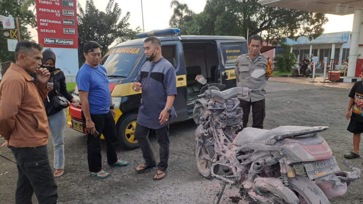 Motor NMax Mendadak Terbakar Usai Isi BBM di SPBU Antang Raya