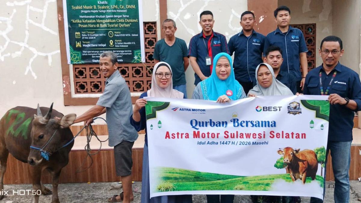 Asmo Sulsel Salurkan Hewan Kurban di Masjid Darul Intiqal