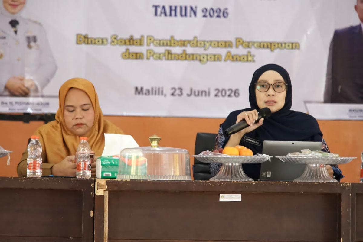 KOORDINASI -- Pemkab Luwu Timur menggelar koordinasi dan kerja sama lintas sektor dalam Pencegahan Kekerasan terhadap Perempuan dan Anak Tahun 2026 yang diselenggarakan Dinsos P3A Kabupaten Luwu Timur di Aula Kantor Dinas Pendidikan dan Kebudayaan Luwu Timur, Selasa (23/6).

